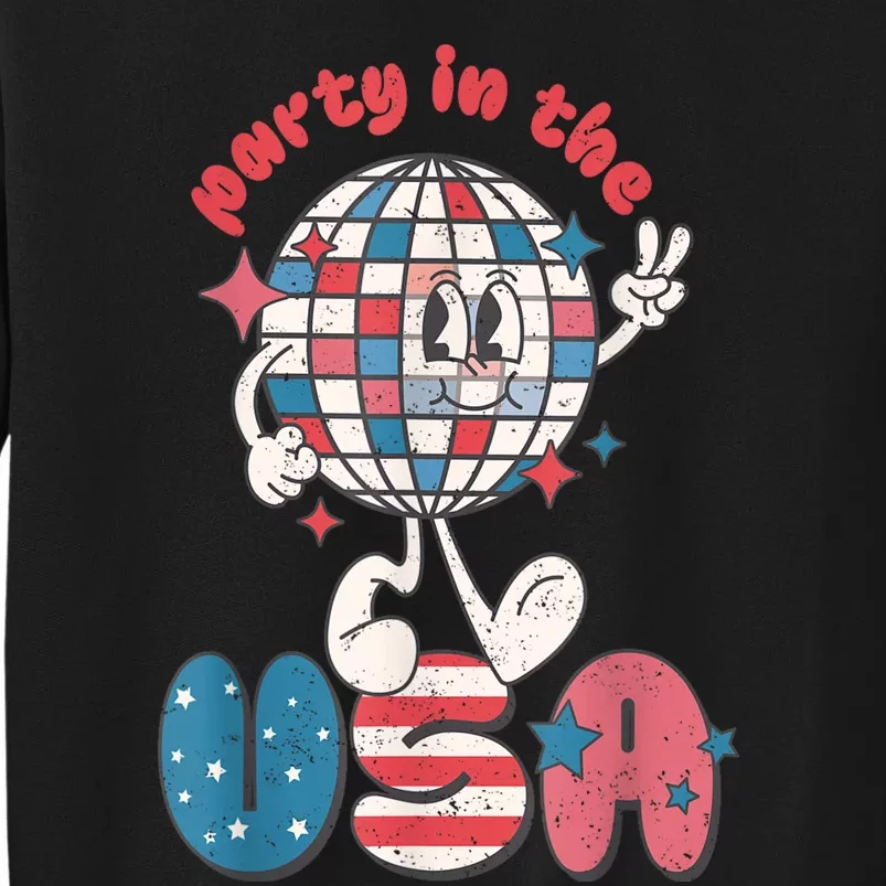 Retro Party In The USA 4th Of July Patriotic Disco Ball Sweatshirt