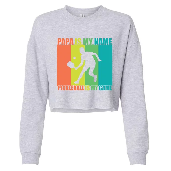 Retro Papa Is My Name Pickleball Is My Game FatherS Day Great Gift Cropped Pullover Crew