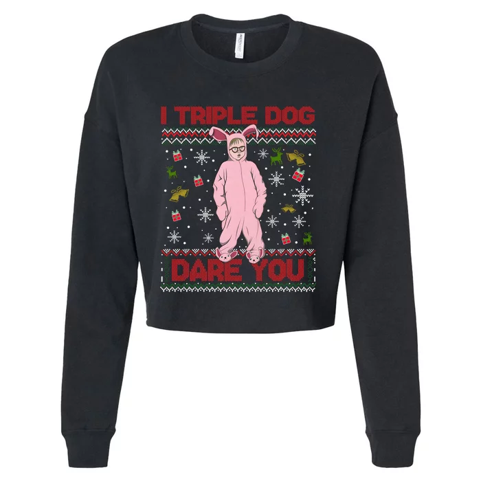 Ralphie Parker I Triple Dog Dare You Movie Quotes Christmas Cropped Pullover Crew