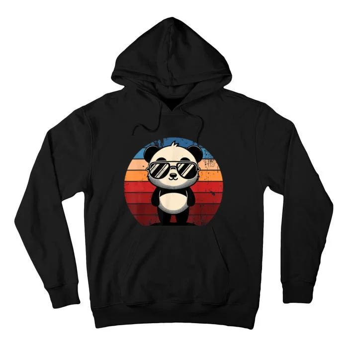 Retro Panda In Sunglasses Bbq Pool Party Funny Panda Tall Hoodie