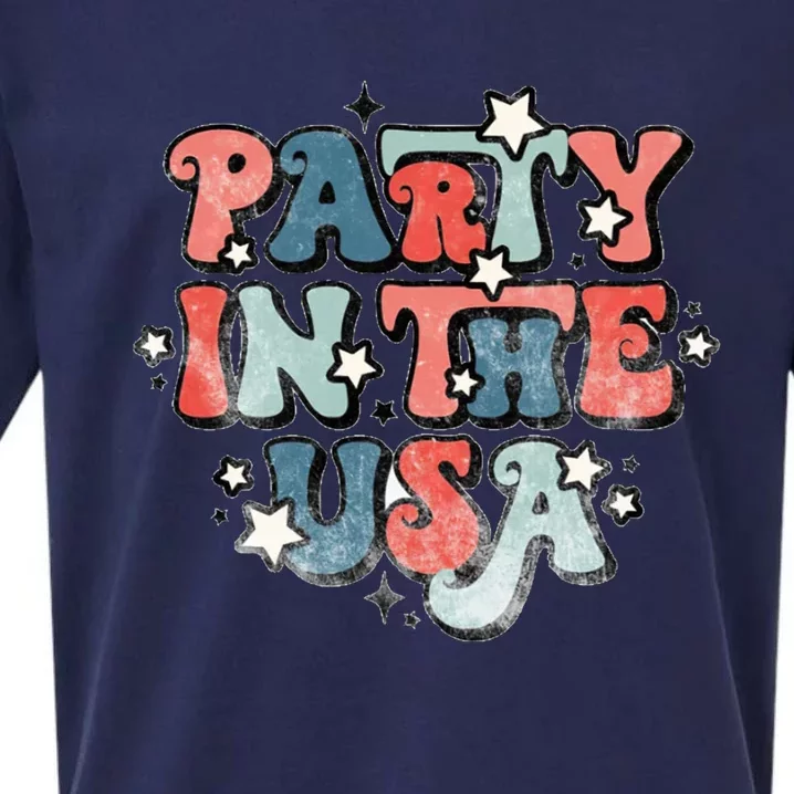 Retro Party In The Usa 4th Of July Patriotic Meaningful Gift Sueded Cloud Jersey T-Shirt