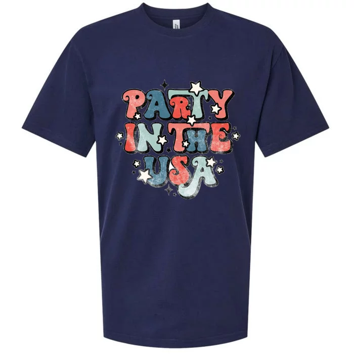 Retro Party In The Usa 4th Of July Patriotic Meaningful Gift Sueded Cloud Jersey T-Shirt