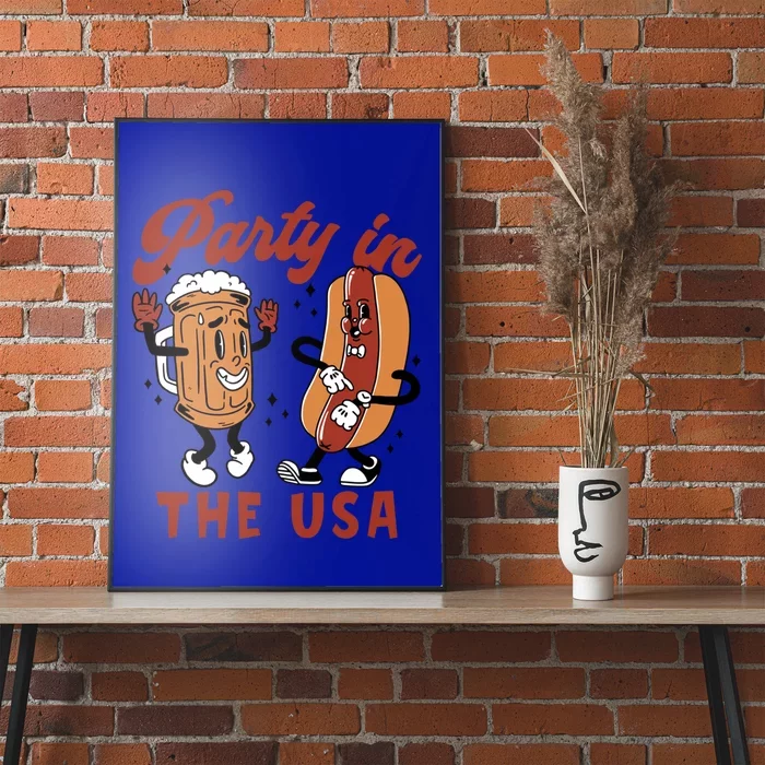 Retro Party In The Usa Beer Hot Dog Lover Funny 4th Of July Gift Poster