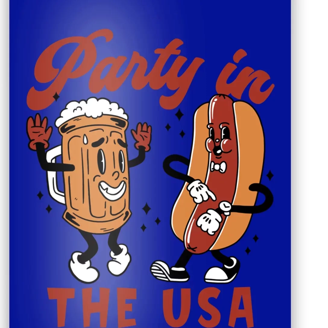 Retro Party In The Usa Beer Hot Dog Lover Funny 4th Of July Gift Poster