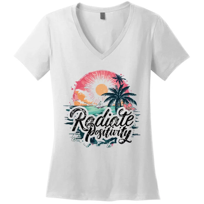 Radiate Positivity Inspirational Women's V-Neck T-Shirt