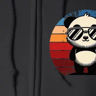 Retro Panda In Sunglasses Bbq Pool Party Funny Panda Full Zip Hoodie