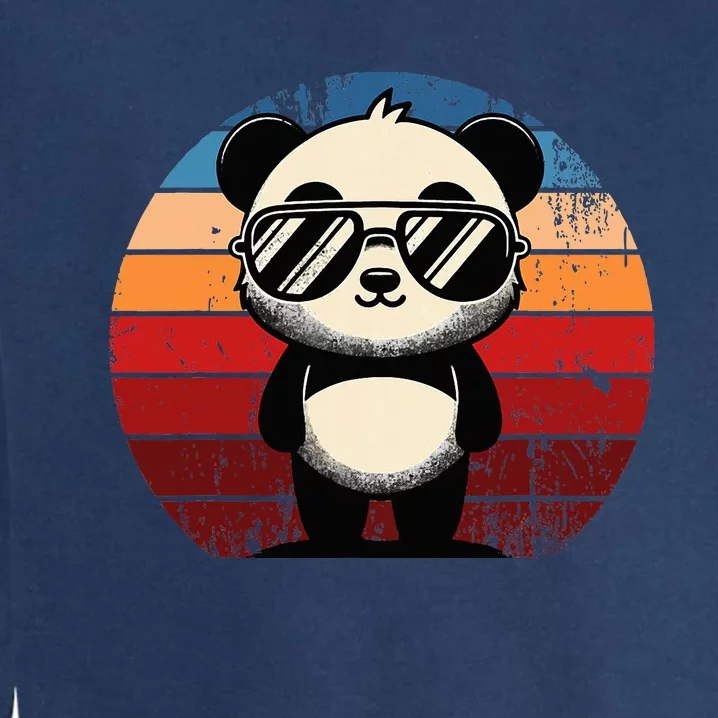 Retro Panda In Sunglasses Bbq Pool Party Funny Panda Garment-Dyed Sweatshirt