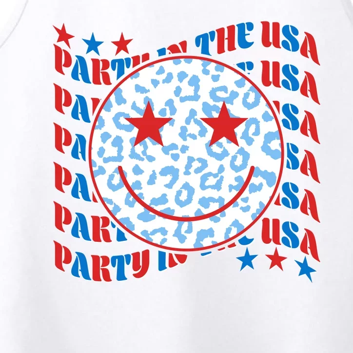 Retro Party In The USA Emoji Smiley Performance Tank