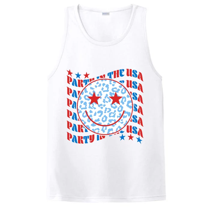 Retro Party In The USA Emoji Smiley Performance Tank