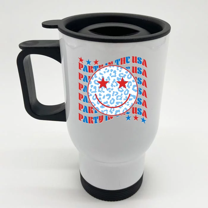 Retro Party In The USA Emoji Smiley Front & Back Stainless Steel Travel Mug