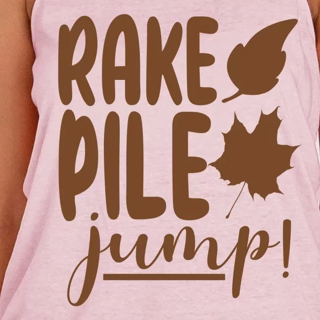 Rake Pile Jump Fall Lover Women's Knotted Racerback Tank