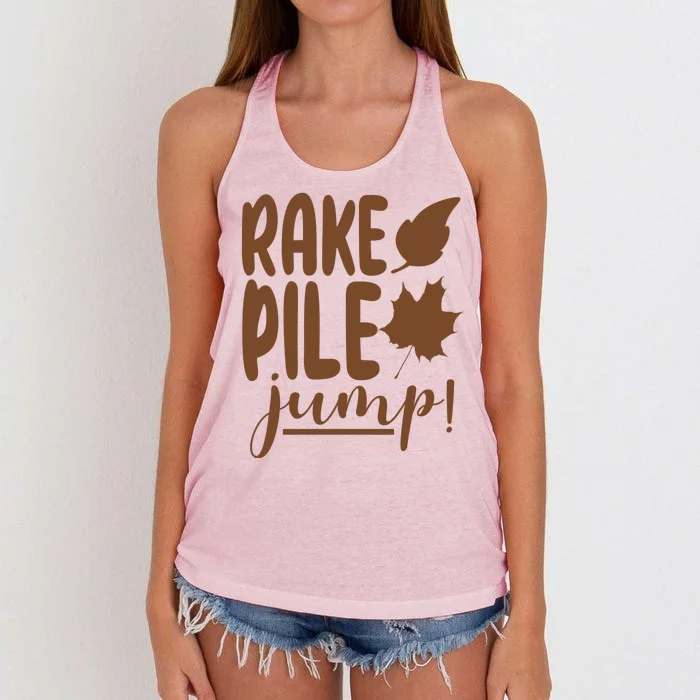 Rake Pile Jump Fall Lover Women's Knotted Racerback Tank