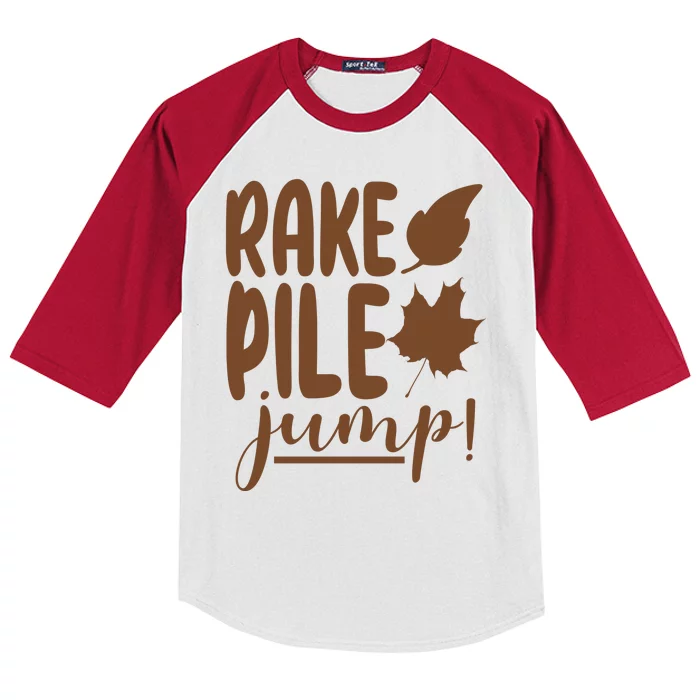 Rake Pile Jump Fall Lover Kids Colorblock Raglan Jersey