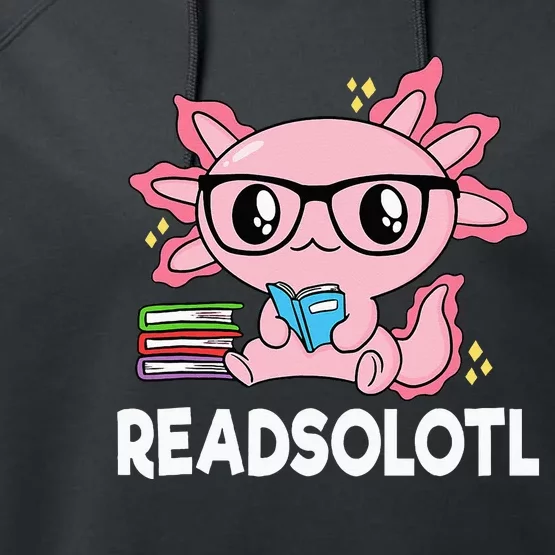 Readsolotl Pink Kawaii Axolotl Book Lover Funny Reading Performance Fleece Hoodie