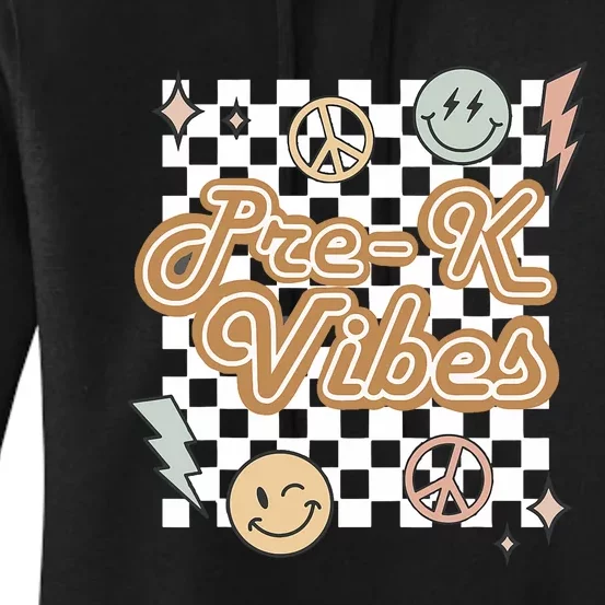 Retro Pre K Vibes Teacher Back To School Preschool Women's Pullover Hoodie