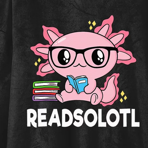 Readsolotl Pink Kawaii Axolotl Book Lover Funny Reading Hooded Wearable Blanket