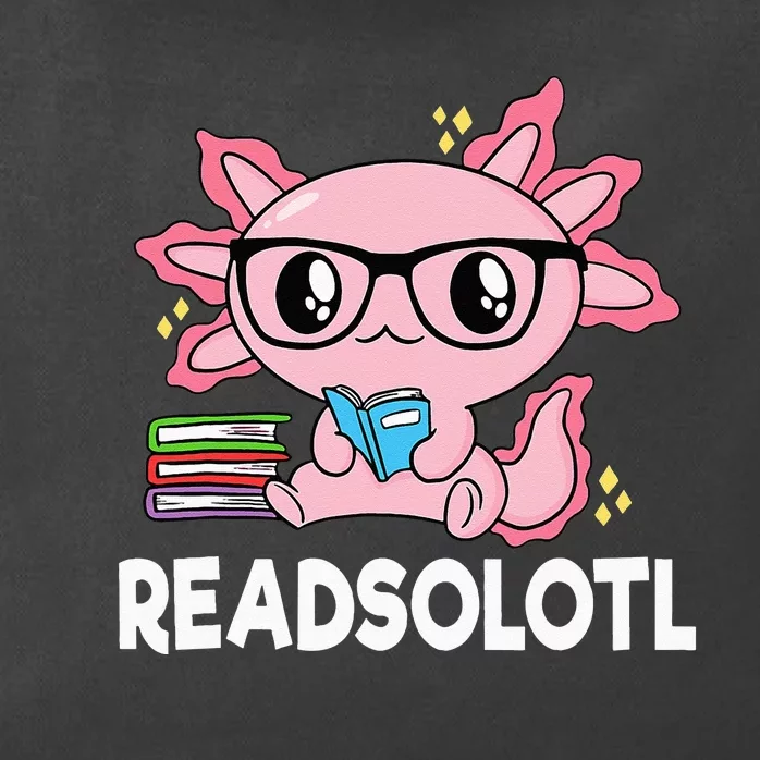 Readsolotl Pink Kawaii Axolotl Book Lover Funny Reading Zip Tote Bag