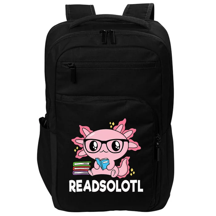 Readsolotl Pink Kawaii Axolotl Book Lover Funny Reading Impact Tech Backpack