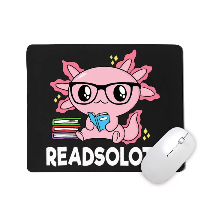 Readsolotl Pink Kawaii Axolotl Book Lover Funny Reading Mousepad