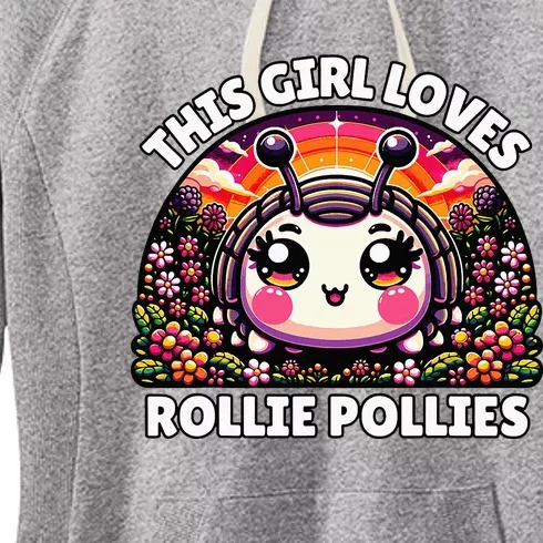 Roly Poly Kawaii Pill Bug This Girl Loves Rollie Pollies Women's Fleece Hoodie