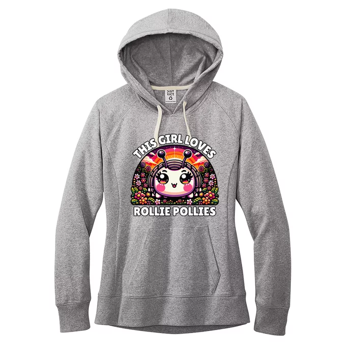 Roly Poly Kawaii Pill Bug This Girl Loves Rollie Pollies Women's Fleece Hoodie