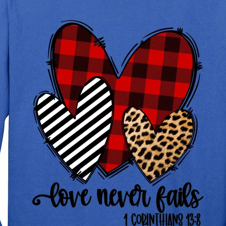 Red Plaid Leopard Prints Heart Valentines Like Love Jesus Funny Gift Tall Long Sleeve T-Shirt