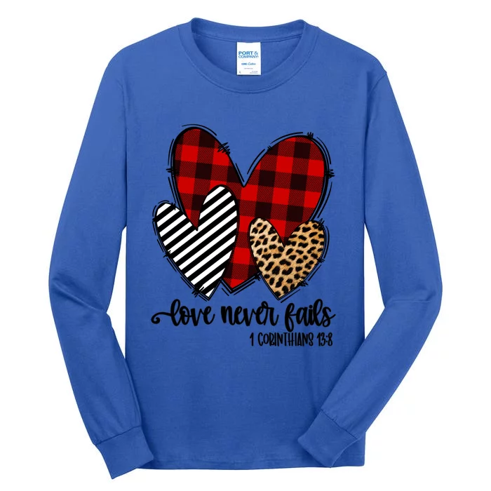 Red Plaid Leopard Prints Heart Valentines Like Love Jesus Funny Gift Tall Long Sleeve T-Shirt