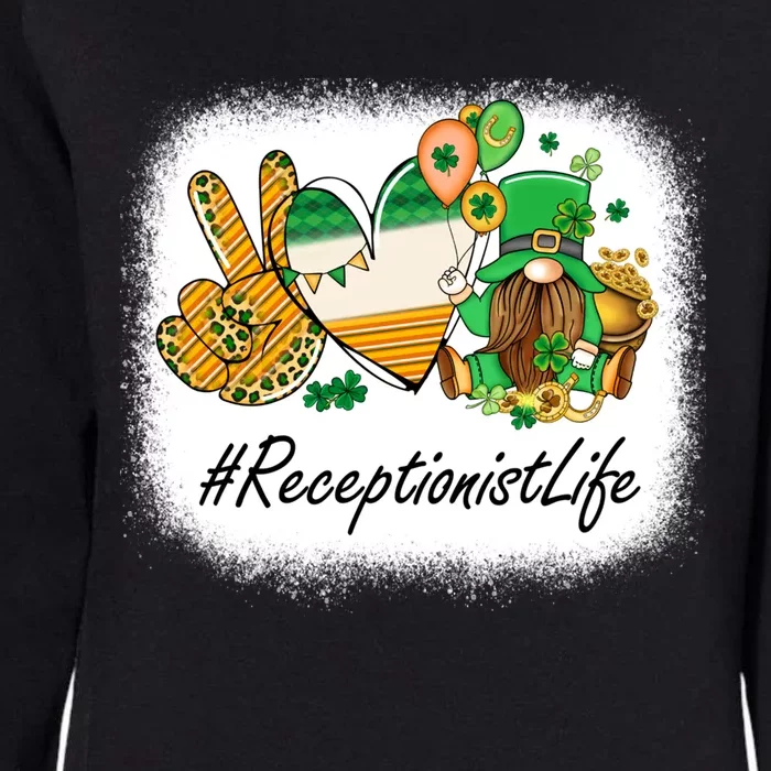 Receptionist Peace Love St Patricks Day Gnome Great Gift Womens California Wash Sweatshirt