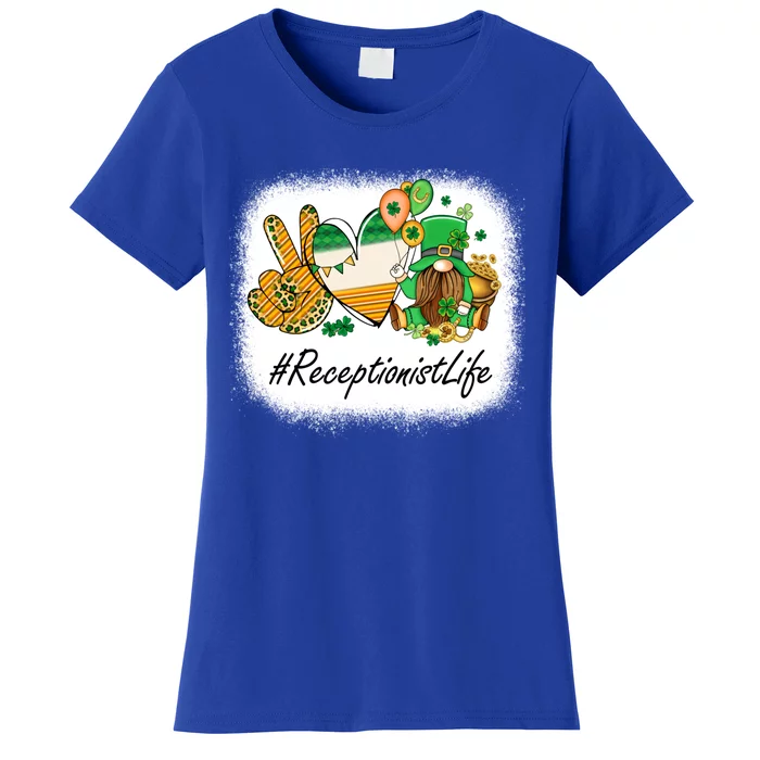 Receptionist Peace Love St Patricks Day Gnome Great Gift Women's T-Shirt