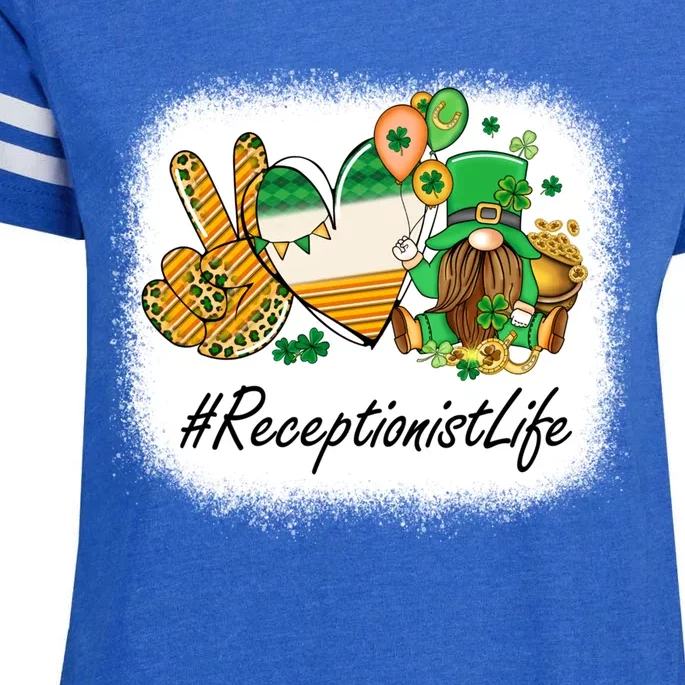 Receptionist Peace Love St Patricks Day Gnome Great Gift Enza Ladies Jersey Football T-Shirt