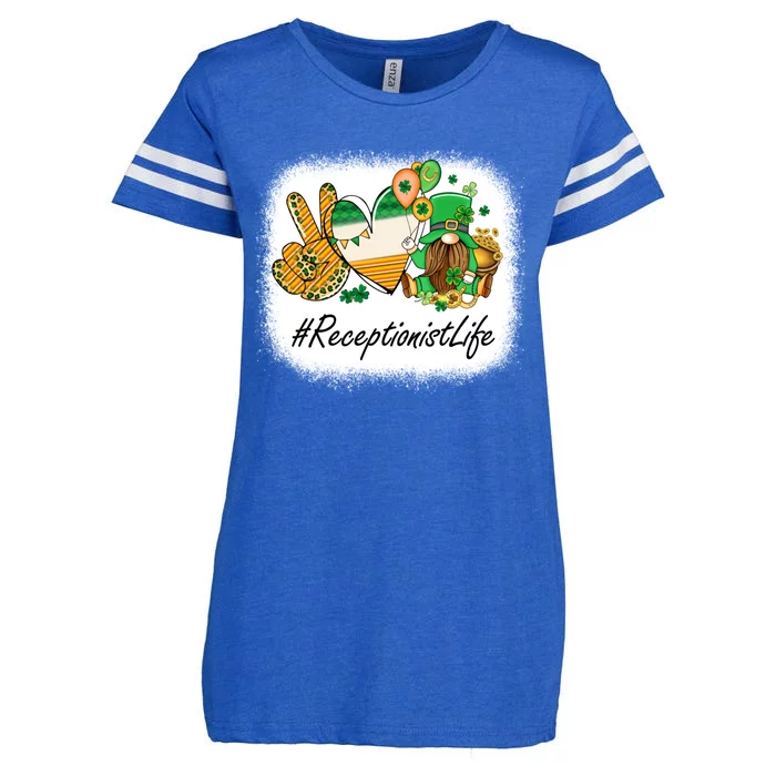 Receptionist Peace Love St Patricks Day Gnome Great Gift Enza Ladies Jersey Football T-Shirt