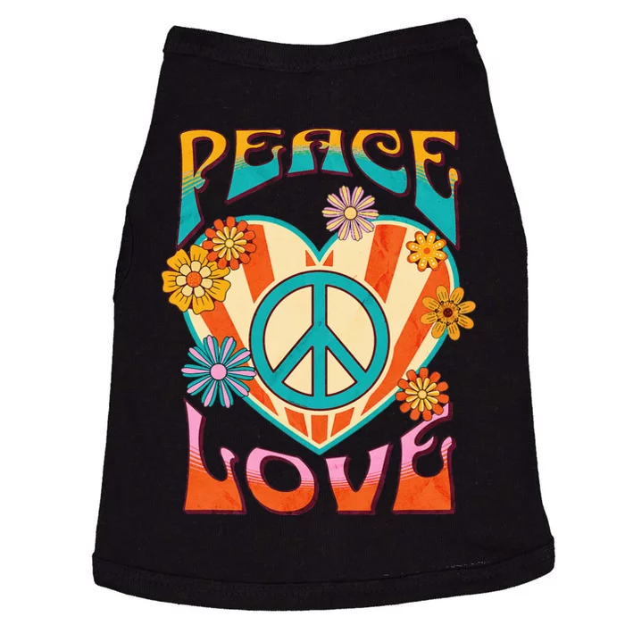 Retro Peace Love Peace Sign 60s 70s Hippie Style Doggie Tank