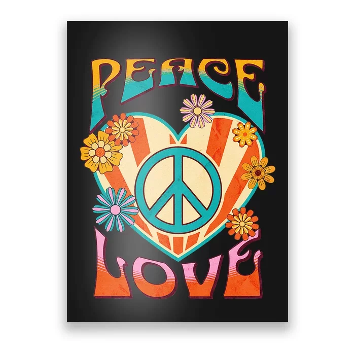 Retro Peace Love Peace Sign 60s 70s Hippie Style Poster