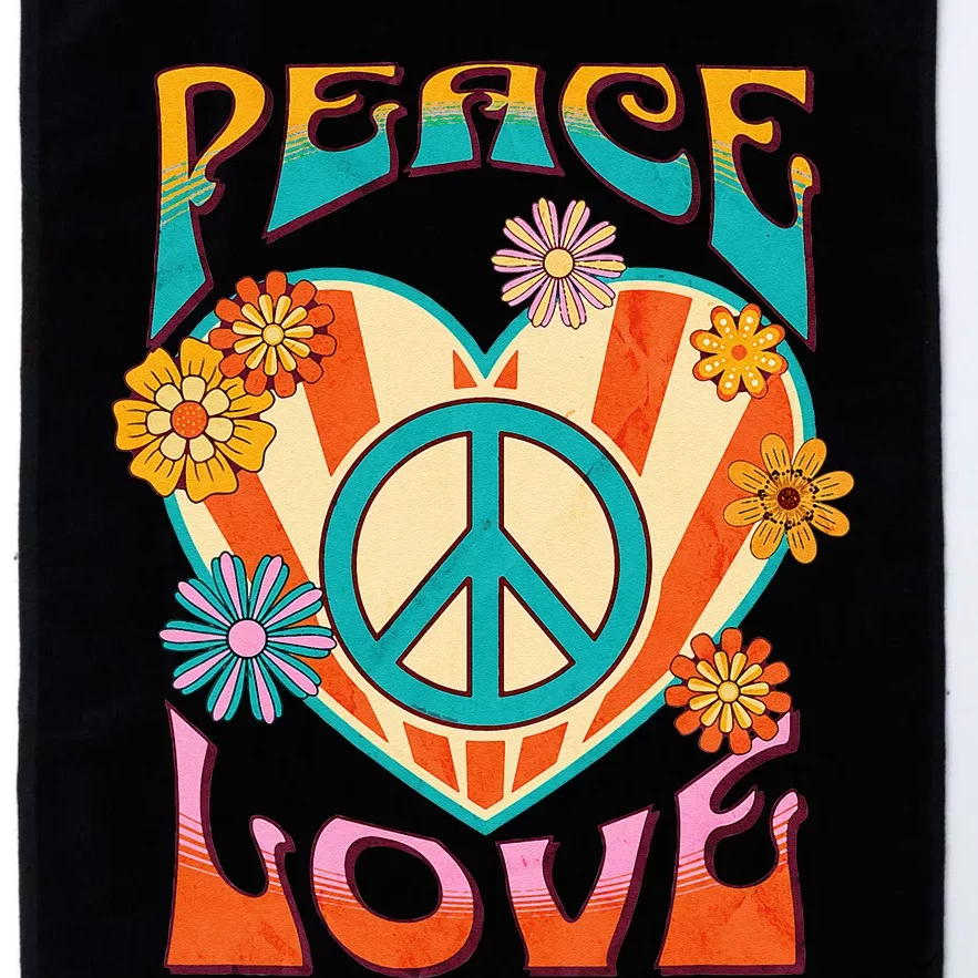 Retro Peace Love Peace Sign 60s 70s Hippie Style Platinum Collection Golf Towel