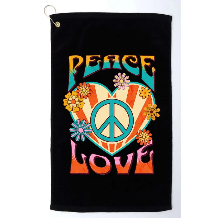 Retro Peace Love Peace Sign 60s 70s Hippie Style Platinum Collection Golf Towel