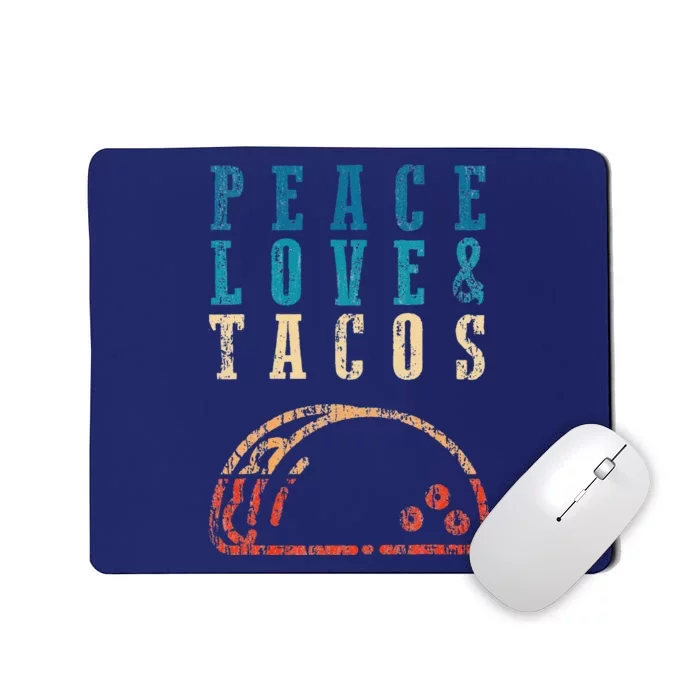 Retro Peace Love Tacos Funny Food Cinco De Mayo Mousepad