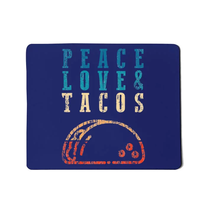 Retro Peace Love Tacos Funny Food Cinco De Mayo Mousepad