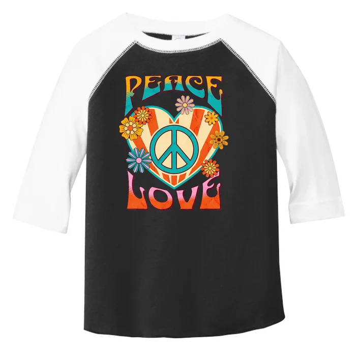 Retro Peace Love Peace Sign 60s 70s Hippie Toddler Fine Jersey T-Shirt