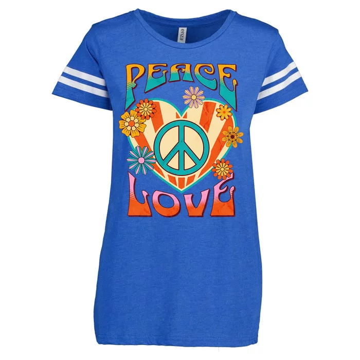 Retro Peace Love Peace Sign 60s 70s Hippie Enza Ladies Jersey Football T-Shirt