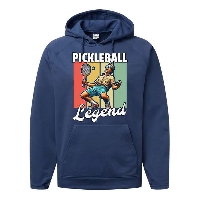 Retro Pickleball Legend Pickleball Meaningful Gift Performance Fleece Hoodie