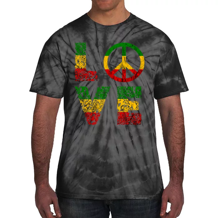 Reggae Peace Love Hippie Rasta Reggae Music Jamaica Tie-Dye T-Shirt