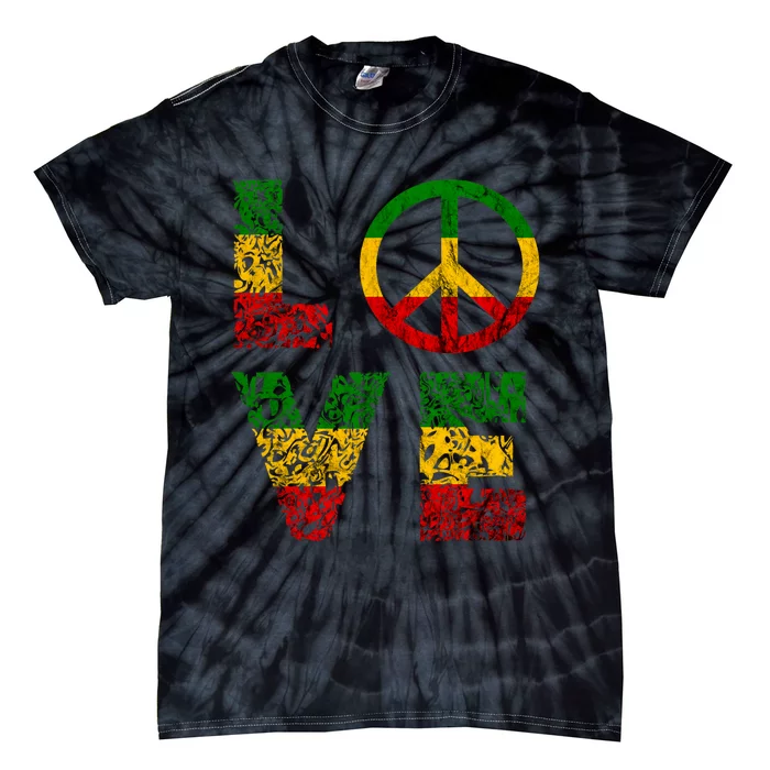 Reggae Peace Love Hippie Rasta Reggae Music Jamaica Tie-Dye T-Shirt