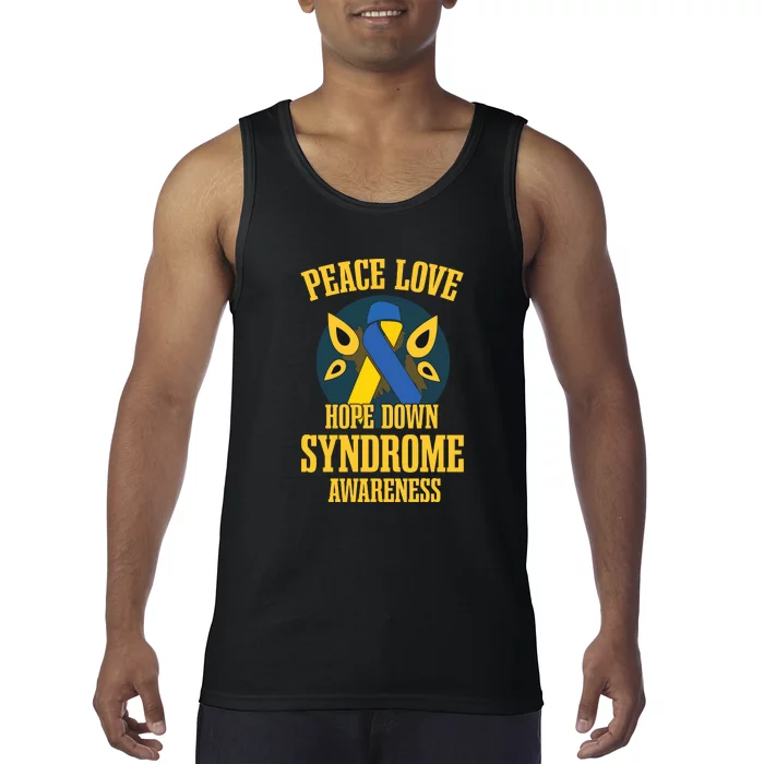 Ribbon Peace Love Hope Down Syndrome Awareness Day Gift Tank Top