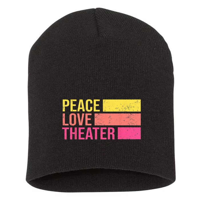 Retro Peace Love Theater For Actor & Actress Short Acrylic Beanie