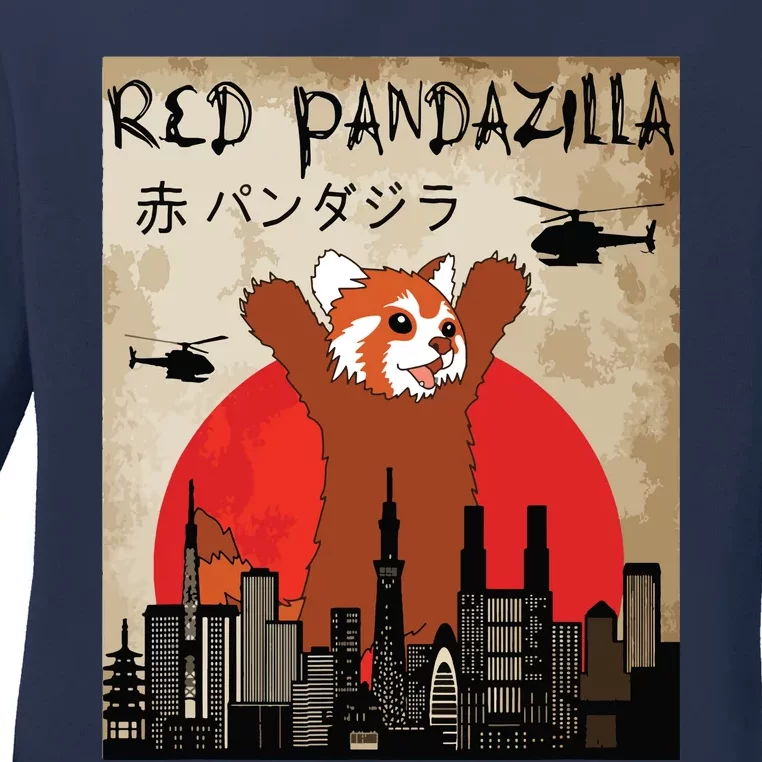 Red Panda Lover, Funny Red Pandazilla Ladies Long Sleeve Shirt