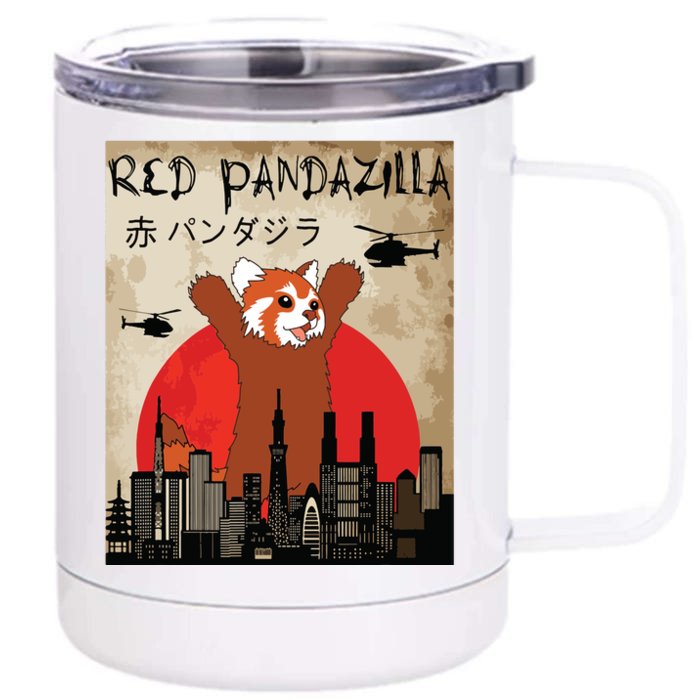 Red Panda Lover, Funny Red Pandazilla Front & Back 12oz Stainless Steel Tumbler Cup