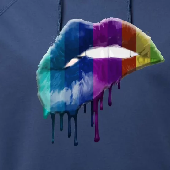 Rainbow Pride Lips Graphic Funny Gift Performance Fleece Hoodie