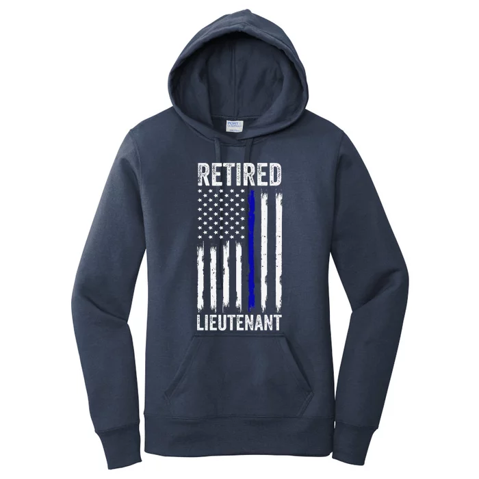 Retired Police Lieutenant Design Thin Blue Line Retirement Women's Pullover Hoodie