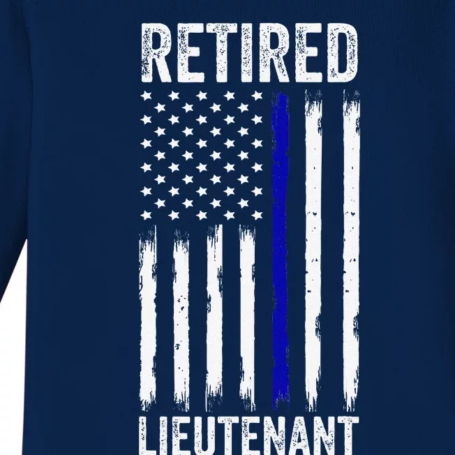 Retired Police Lieutenant Design Thin Blue Line Retirement Baby Long Sleeve Bodysuit