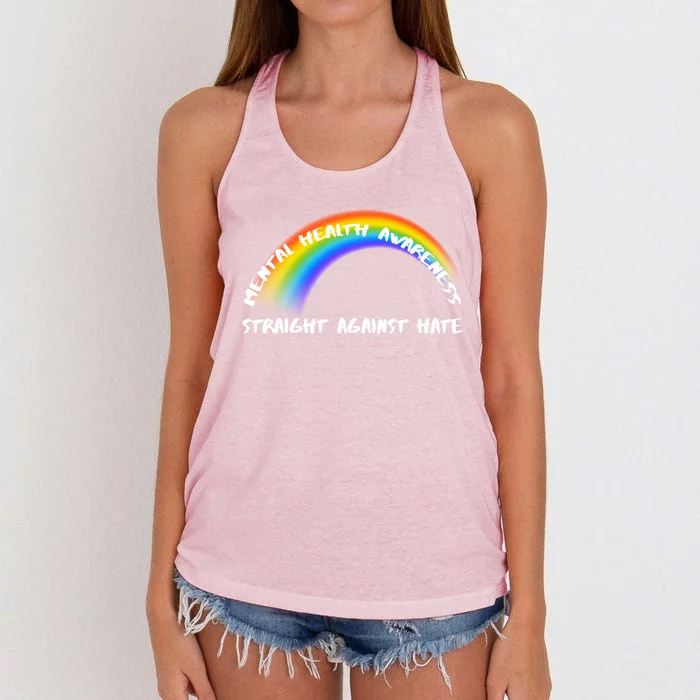 Rainbow Pride Lgbtq Straight Against Hate Gift Women's Knotted Racerback Tank